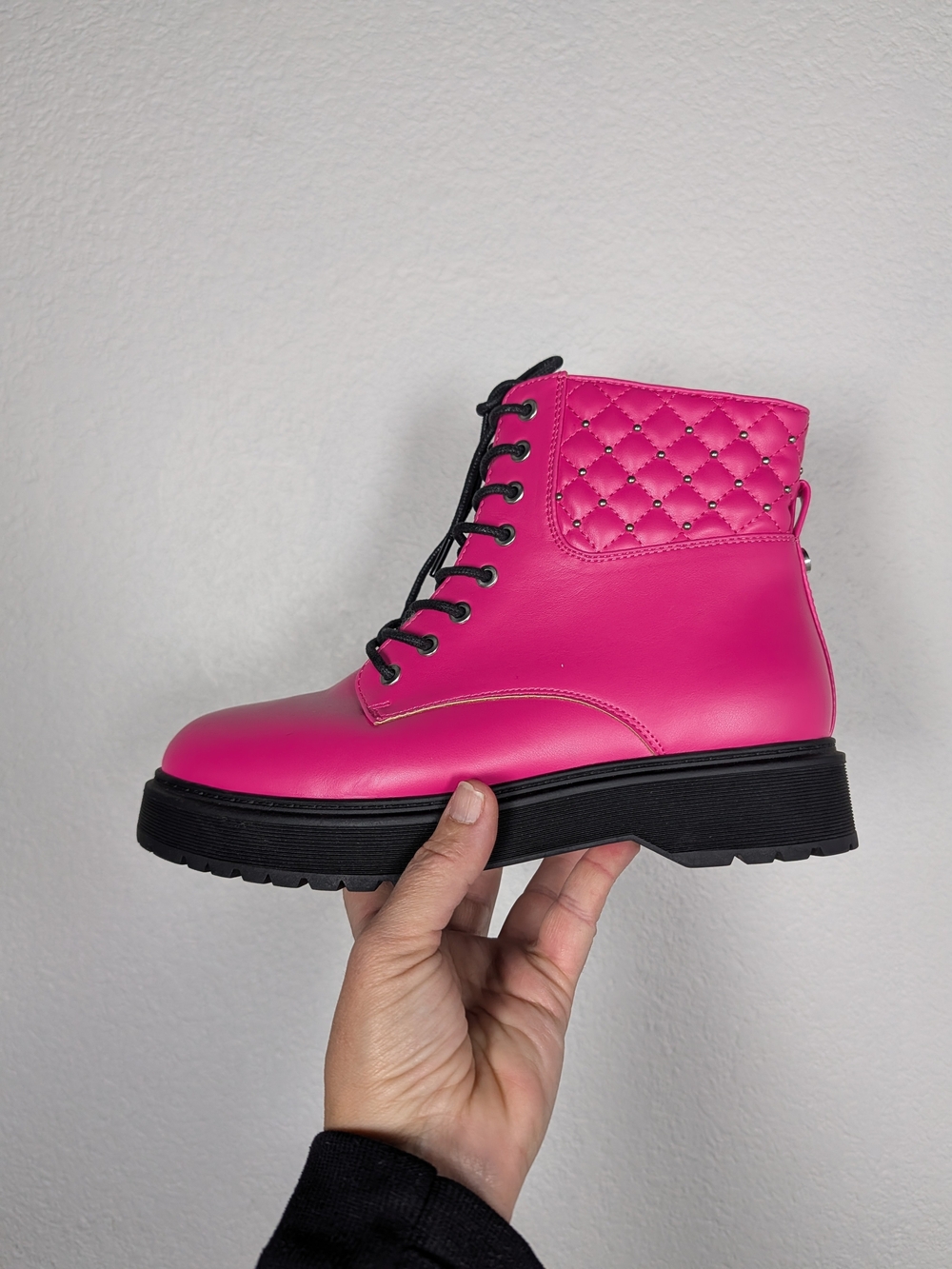Sonoma Girls Hot Pink Quilted Combat Boots, Size 6